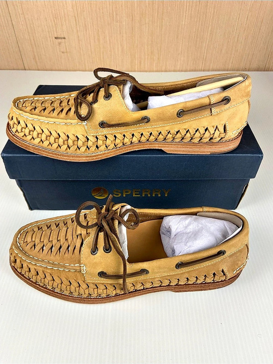 Sperry Other - Sperry Gold Cup Woven Leather Boat Shoes Tan Men’s 10.5 NIB